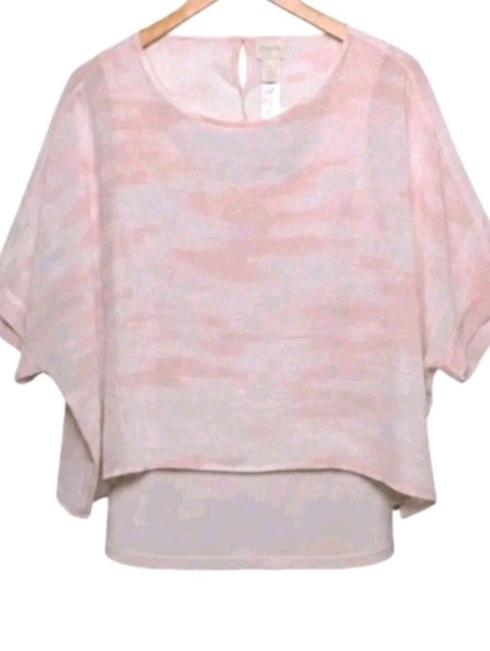 Chicos 1 Layered Blouse With Two Pc Look Medium NWT New Blush Pink Abstract